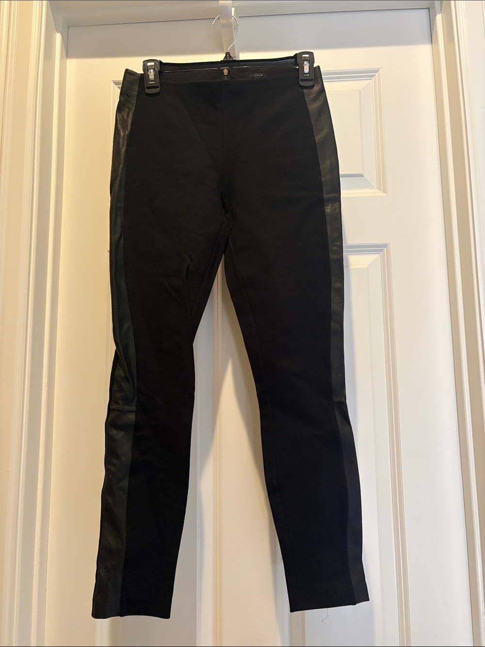 J. Crew Black Pants with Faux-Leather Side Panels